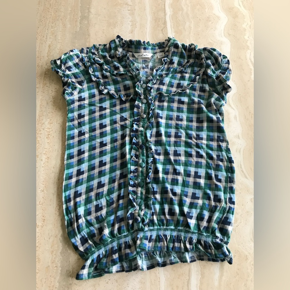 DEREK HEART PLAID RUFFLED SHIRT